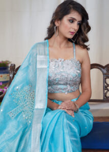Tissue Cutwork Saree
