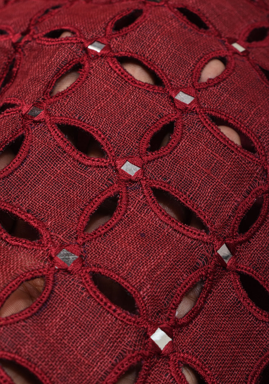 Linen Cutwork Saree with Running Blouse | Premium Handcrafted Cutwork – IZMA - Image 8