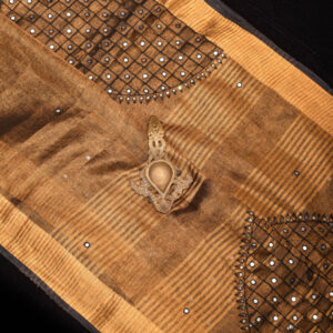 Tissue Linen Cutwork Saree with Running Blouse | Premium Handcrafted Cutwork – IZMA