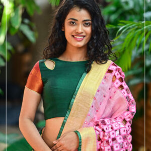 Linen Cutwork Saree with Running Blouse | Premium Handcrafted Cutwork – IZMA