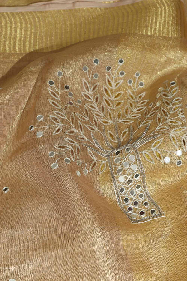 Tissue Linen Cutwork Saree with Running Blouse | Premium Handcrafted Cutwork – IZMA - Image 6
