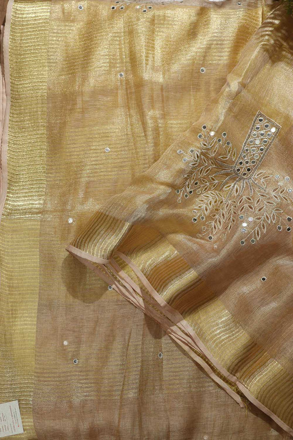 Tissue Linen Cutwork Saree with Running Blouse | Premium Handcrafted Cutwork – IZMA - Image 7