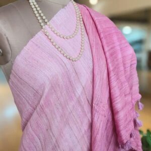 Tussar Gicha Silk Saree with Contrast Pallu | Pure Handloom Bhagalpuri Silk – IZMA