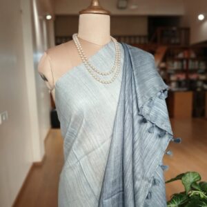 Tussar Gicha Silk Saree with Contrast Pallu | Pure Handloom Bhagalpuri Silk – IZMA