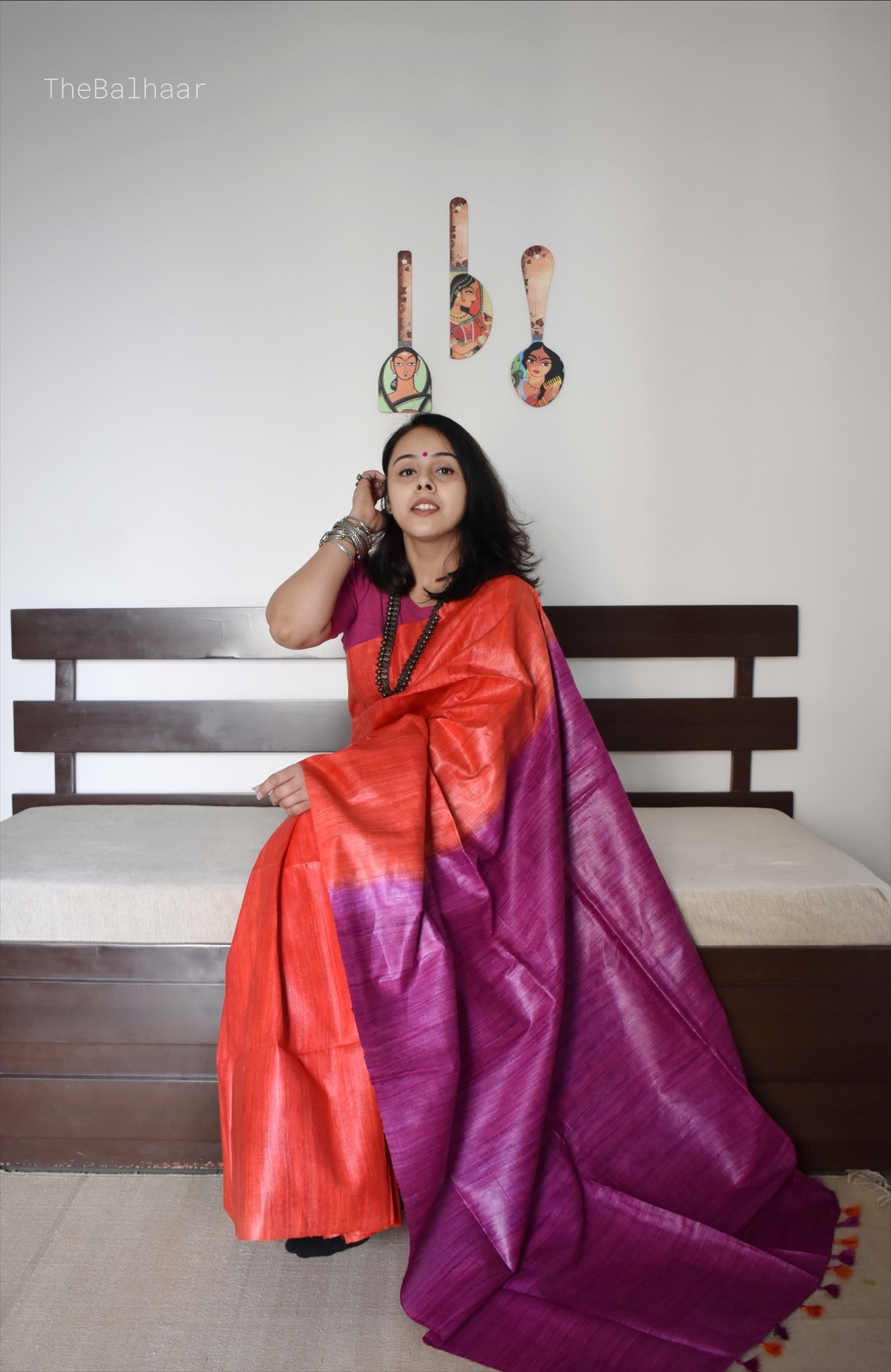 Tussar Gicha Silk Saree with Contrast Pallu | Pure Handloom Bhagalpuri Silk – IZMA