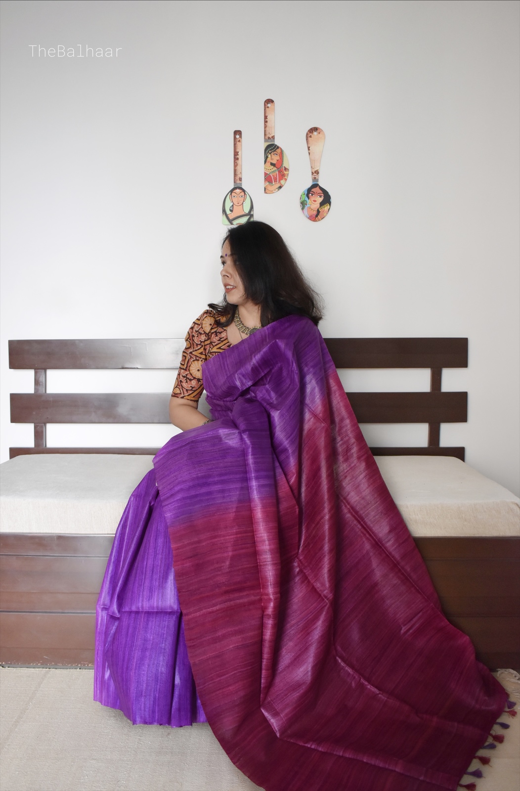 Tussar Gicha Silk Saree with Contrast Pallu | Pure Handloom Bhagalpuri Silk – IZMA