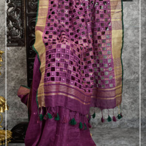 Linen Cutwork Saree with Running Blouse | Premium Handcrafted Cutwork – IZMA