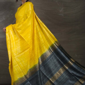 Tussar Gicha Silk Saree with Contrast Pallu | Pure Handloom Bhagalpuri Silk – IZMA