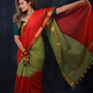Izma | Bhagalpuri Kota Doria Silk Saree | Dual Shade Half & Half Color Saree | Lightweight Elegant Ethnic Wear