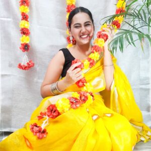 Izma | Slub Linen Saree with Hand Embroidery Work | Running Unstitched Blouse | Lightweight Trending Ethnic Saree