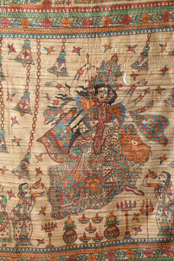 Izma Bhagalpuri Handloom Tussar Gicha Silk Saree with Madhubani Hand Painting | Pure Silk Mark Certified | Traditional Handcrafted Saree - Image 3